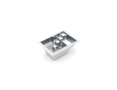 this small pool has a rectangular shape and a flat bottom